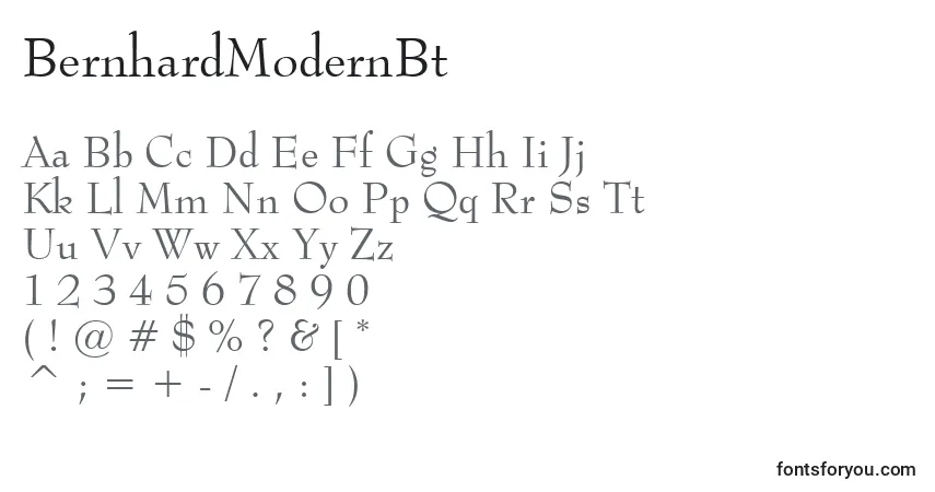 BernhardModernBt-fontti – aakkoset, numerot, erikoismerkit