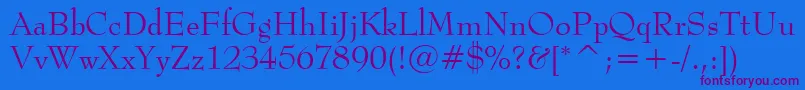 BernhardModernBt-Schriftart – Violette Schriften auf blauem Hintergrund