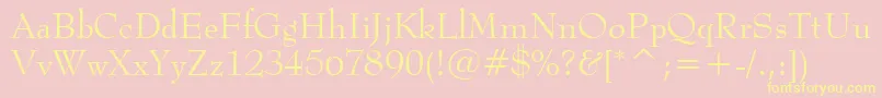 BernhardModernBt-Schriftart – Gelbe Schriften auf rosa Hintergrund