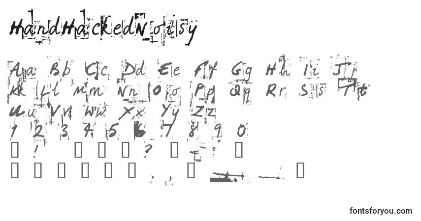Czcionka HandHackedNoisy – alfabet, cyfry, specjalne znaki