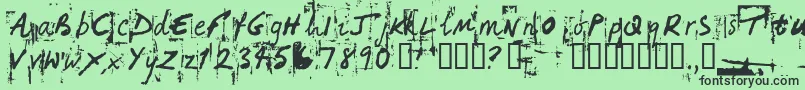HandHackedNoisy Font – Black Fonts on Green Background