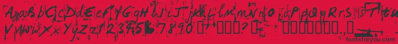 HandHackedNoisy Font – Black Fonts on Red Background