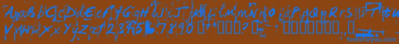 HandHackedNoisy Font – Blue Fonts on Brown Background