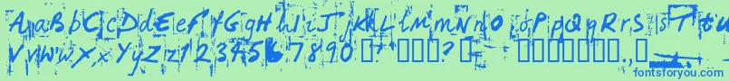 HandHackedNoisy-Schriftart – Blaue Schriften auf grünem Hintergrund