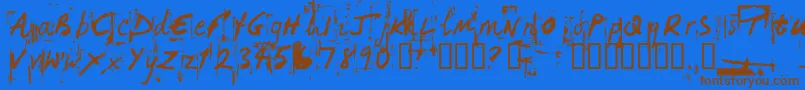 HandHackedNoisy Font – Brown Fonts on Blue Background