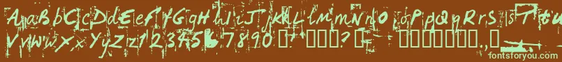 fuente HandHackedNoisy – Fuentes Verdes Sobre Fondo Marrón