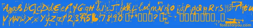 HandHackedNoisy Font – Orange Fonts on Blue Background