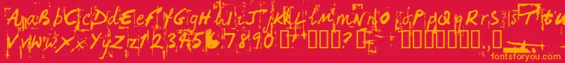 HandHackedNoisy Font – Orange Fonts on Red Background
