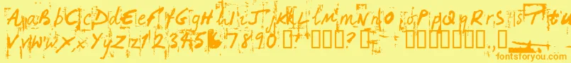 Police HandHackedNoisy – polices orange sur fond jaune