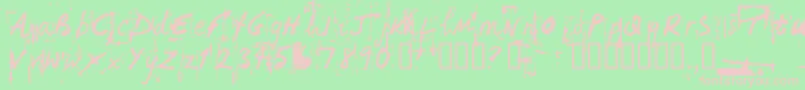 HandHackedNoisy Font – Pink Fonts on Green Background