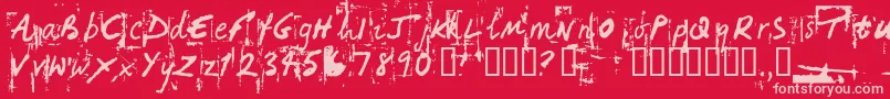 HandHackedNoisy Font – Pink Fonts on Red Background