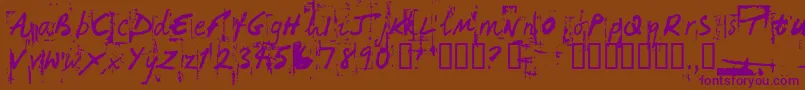 Więcej informacji o czcionce HandHackedNoisy Czcionka HandHackedNoisy – fioletowe czcionki na brązowym tle