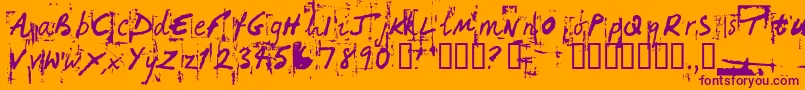 Шрифт HandHackedNoisy – фиолетовые шрифты на оранжевом фоне