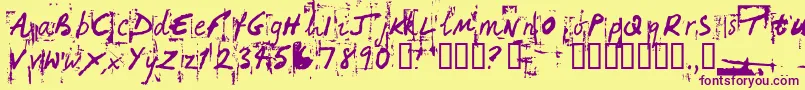 HandHackedNoisy Font – Purple Fonts on Yellow Background