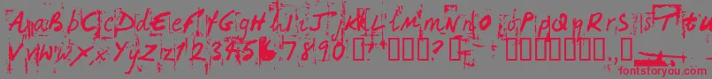 HandHackedNoisy Font – Red Fonts on Gray Background