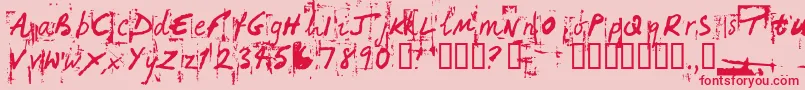 HandHackedNoisy Font – Red Fonts on Pink Background