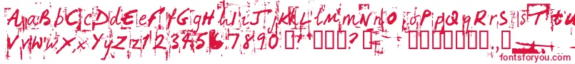 HandHackedNoisy Font – Red Fonts on White Background