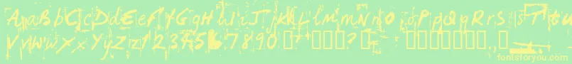 Saiba mais sobre a fonte HandHackedNoisy Fonte HandHackedNoisy – fontes amarelas em um fundo verde