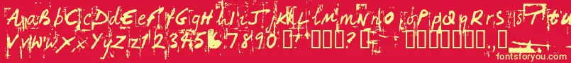HandHackedNoisy Font – Yellow Fonts on Red Background