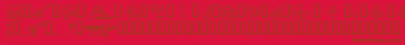 LcrMeeses-Schriftart – Braune Schriften auf rotem Hintergrund