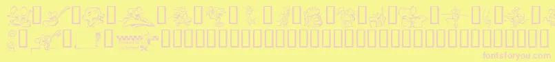 LcrMeeses Font – Pink Fonts on Yellow Background