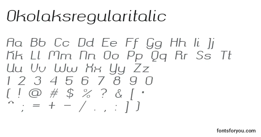 Okolaksregularitalic-fontti – aakkoset, numerot, erikoismerkit