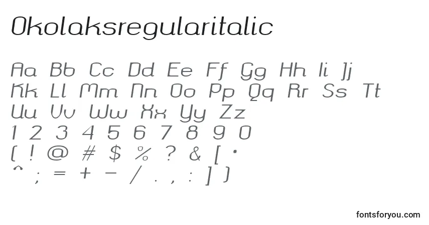 Police Okolaksregularitalic - Alphabet, Chiffres, Caractères Spéciaux