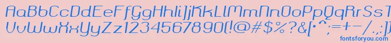 フォントOkolaksregularitalic – ピンクの背景に青い文字