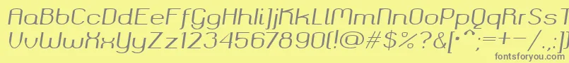 Fonte Okolaksregularitalic – fontes cinzas em um fundo amarelo