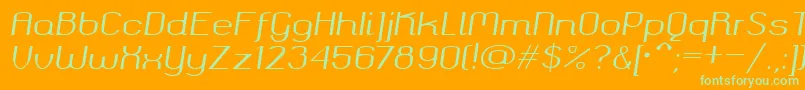 Шрифт Okolaksregularitalic – зелёные шрифты на оранжевом фоне