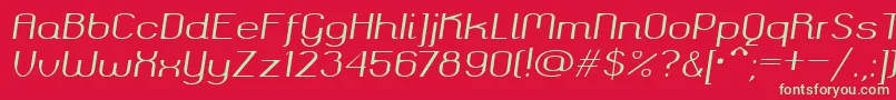 フォントOkolaksregularitalic – 赤い背景に緑の文字