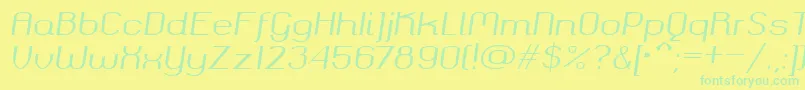 Fonte Okolaksregularitalic – fontes verdes em um fundo amarelo