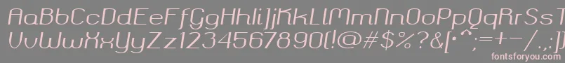 フォントOkolaksregularitalic – 灰色の背景にピンクのフォント