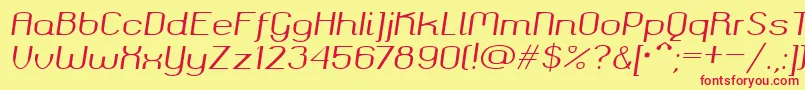 Okolaksregularitalic Font – Red Fonts on Yellow Background