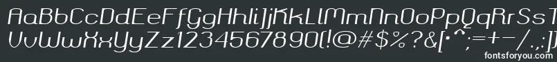 Шрифт Okolaksregularitalic – белые шрифты на чёрном фоне
