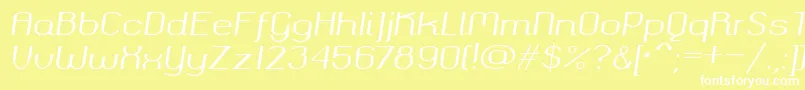 Шрифт Okolaksregularitalic – белые шрифты на жёлтом фоне