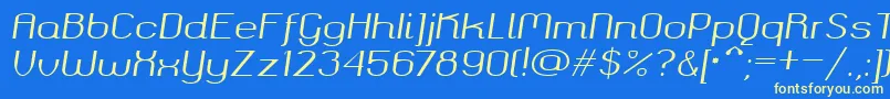 Czcionka Okolaksregularitalic – żółte czcionki na niebieskim tle