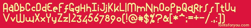 Mostlios-Schriftart – Gelbe Schriften auf rotem Hintergrund