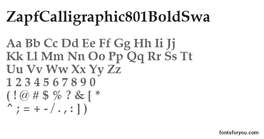 Шрифт ZapfCalligraphic801BoldSwa – алфавит, цифры, специальные символы