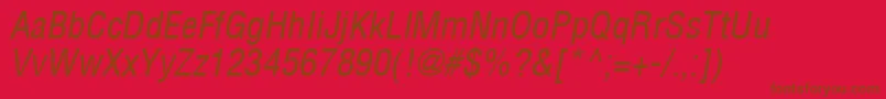 AglettericacondensedOblique-Schriftart – Braune Schriften auf rotem Hintergrund