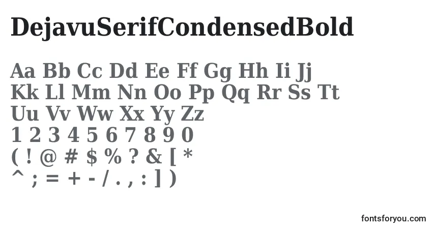 A fonte DejavuSerifCondensedBold – alfabeto, números, caracteres especiais