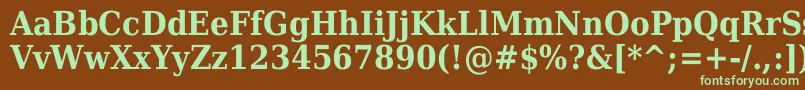 フォントDejavuSerifCondensedBold – 緑色の文字が茶色の背景にあります。