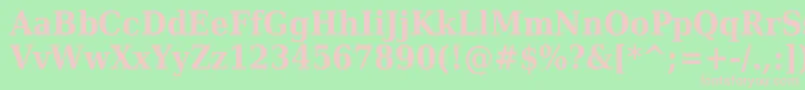 DejavuSerifCondensedBold-fontti – vaaleanpunaiset fontit vihreällä taustalla