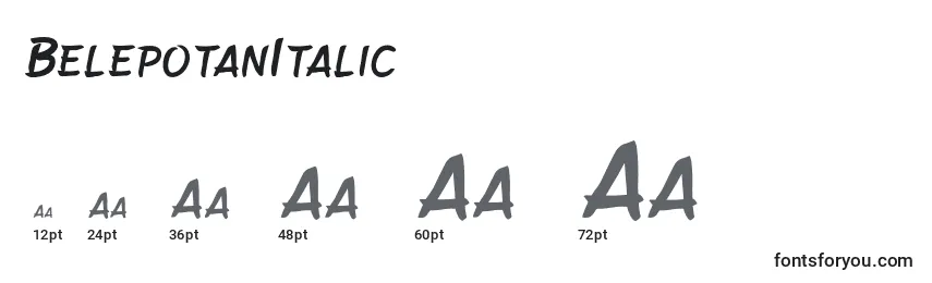 Размеры шрифта BelepotanItalic
