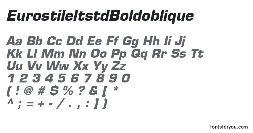 Schriftart EurostileltstdBoldoblique – Alphabet, Zahlen, spezielle Symbole