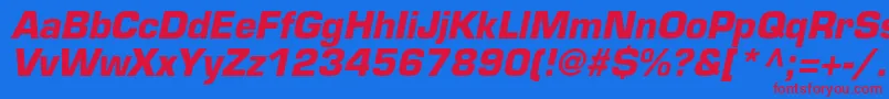 EurostileltstdBoldoblique Font – Red Fonts on Blue Background