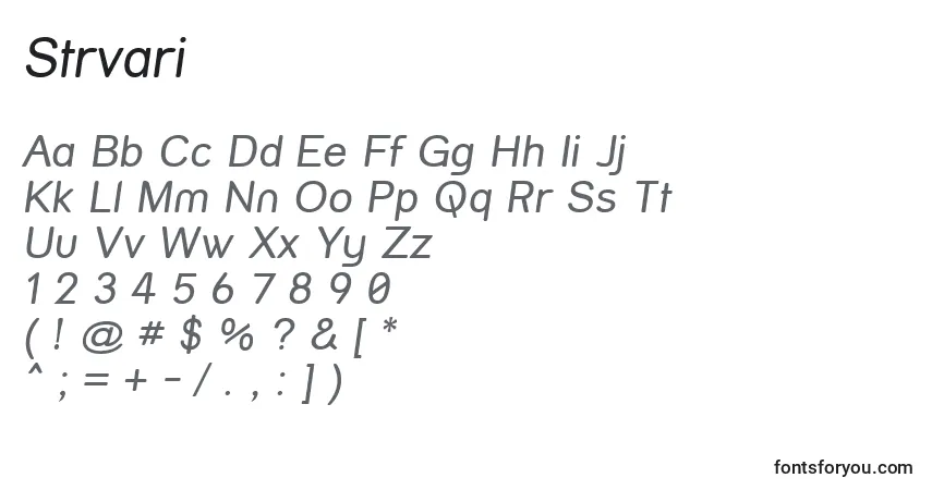 Шрифт Strvari – алфавит, цифры, специальные символы