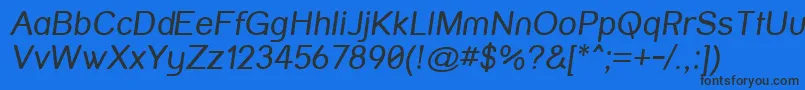 Strvari-Schriftart – Schwarze Schriften auf blauem Hintergrund