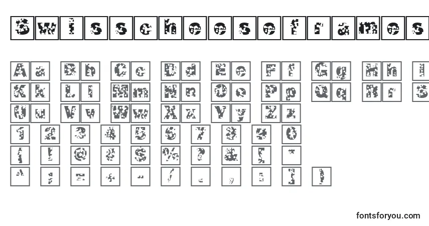 A fonte Swisscheeseframes – alfabeto, números, caracteres especiais