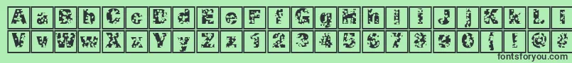 Swisscheeseframes Font – Black Fonts on Green Background